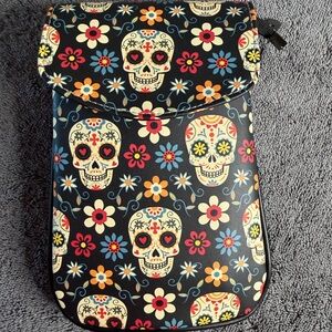 Colorful SugerSkull and Flower Print Crossbody Pouch Purse